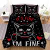 Black Cat Duvet Cover Set With Grayscale Cat Design Blue Eyes Elegant Bedding For Unique Bedroom Style Suitable Kids Adults