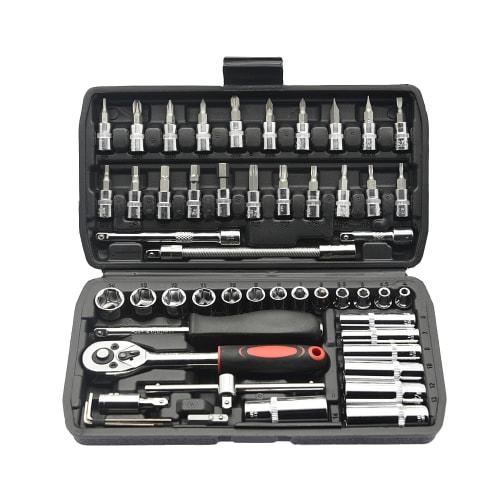 Ansimple 53-Piece Socket Wrench Set, Includes Ratchet Wrench, 6.35mm (1/4") Drive, Hex Socket, Driver, and Quick-Release Ratchet Handle, Perfect for C