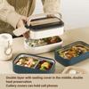Doppelschichtige Bento-Box 316 Edelstahl Fächer Tragbare Lunchbox Mit Besteck Für Arbeit Schule Büro 1400ml Weiß