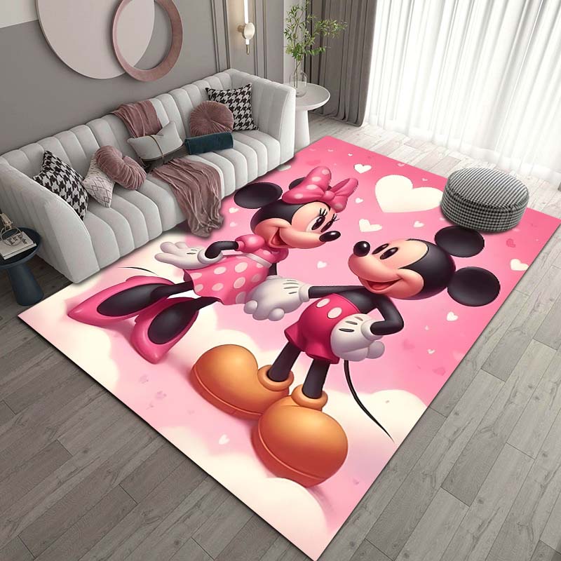 1PC Disney Minnie Mickey Mouse Print Carpet for Living Room Bedroom Kid's Room Home Decor Non-slip Mat Area Rug Luxury Gift
