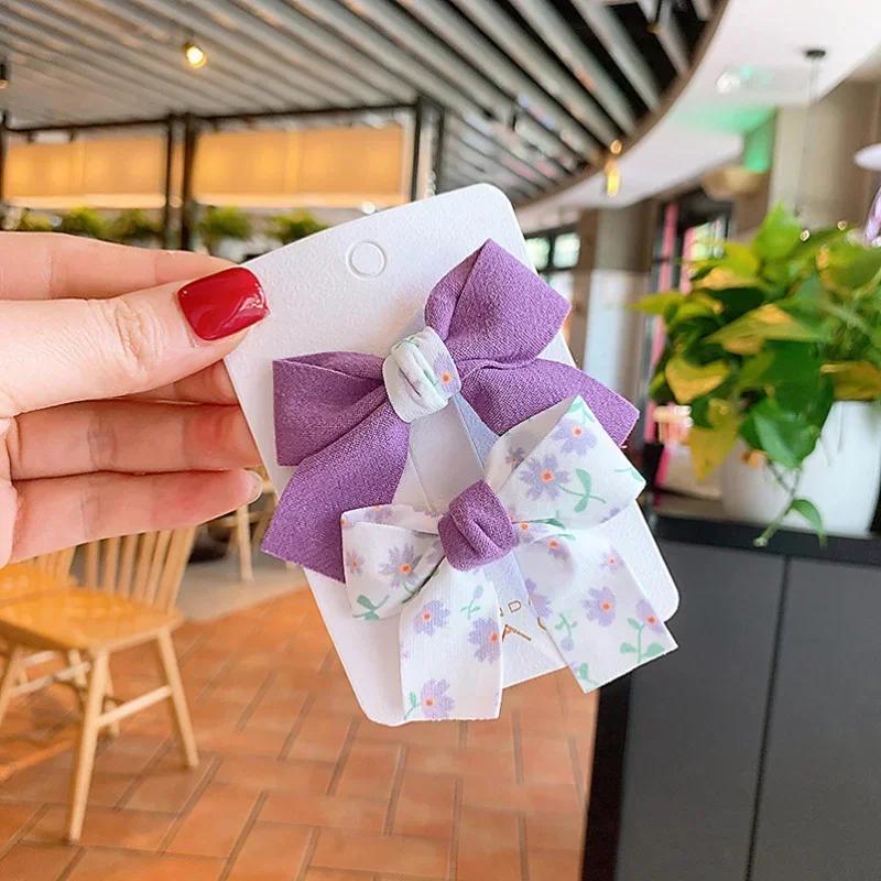 Kid Girl's Hairpin Floral Print Candy Color Bowknot Hair Clip Accessories for Girls Teens Butterfly Hair Clip