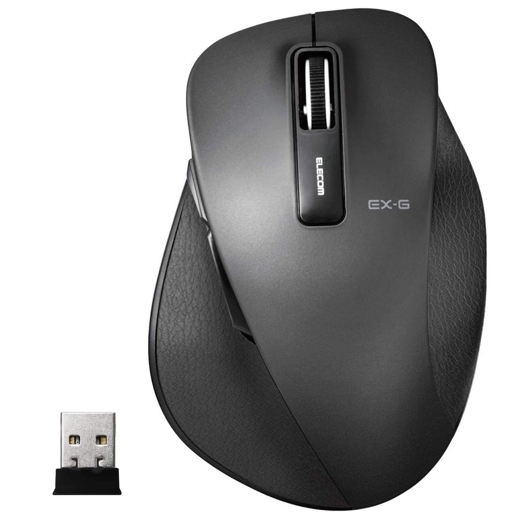 Elecom Wireless Mouse (Receiver Included), Medium Size, 5 Buttons (Back and Forward Buttons), Blue LED, Perfect Grip, Black, M-XGM10DBBK