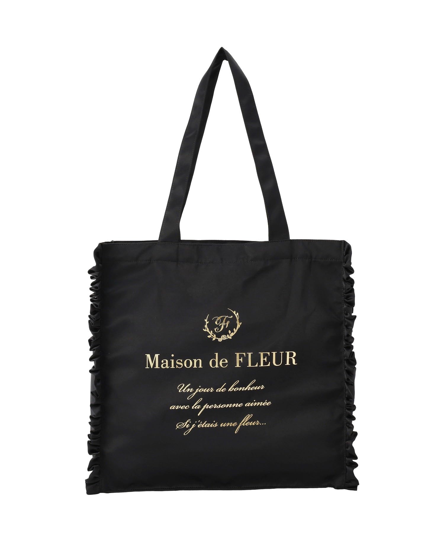 Maison de FLEUR Satin Frill Square Tote Size Tote 08001386700 Bag, Black, F, Bag, чёрный