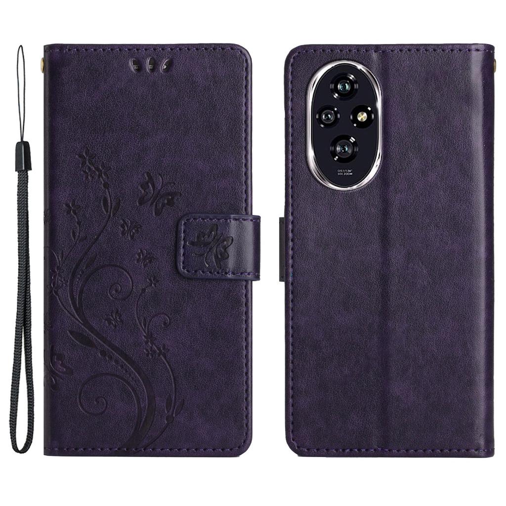 For Honor 200 Pro 5G Case Butterfly Flower Pattern Leather Phone Wallet Cover