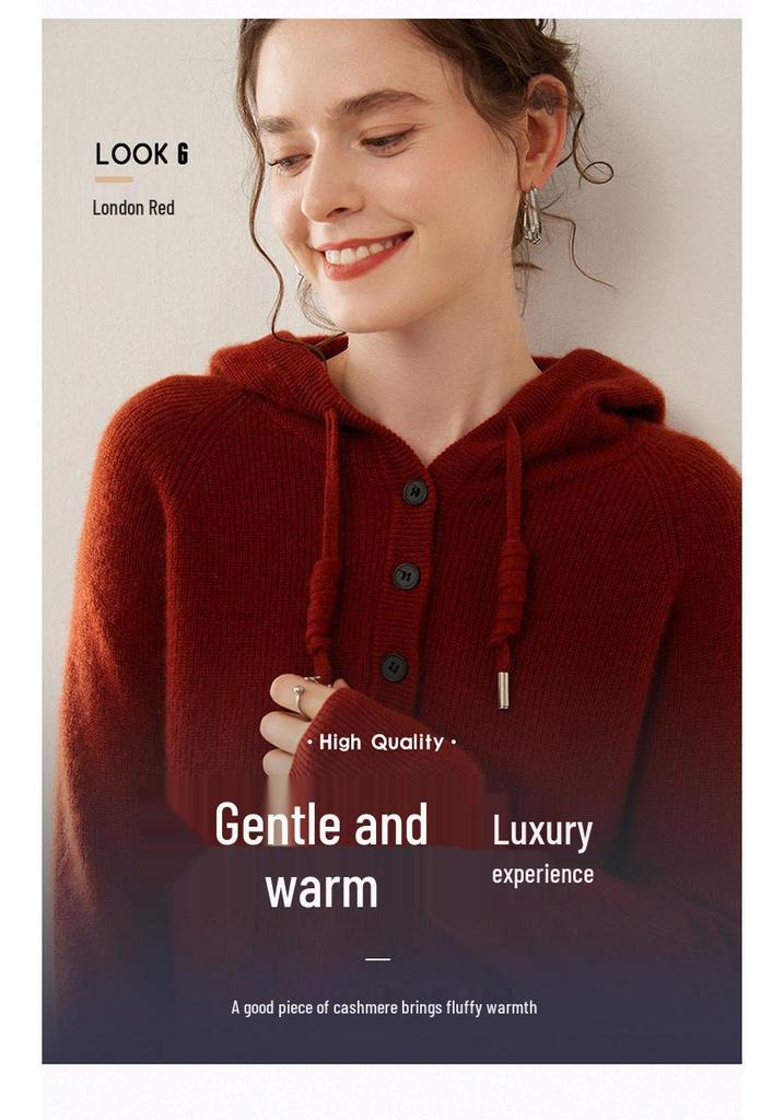 Korean Style Cashmere Loose Knit Women's Hoodie Sweater