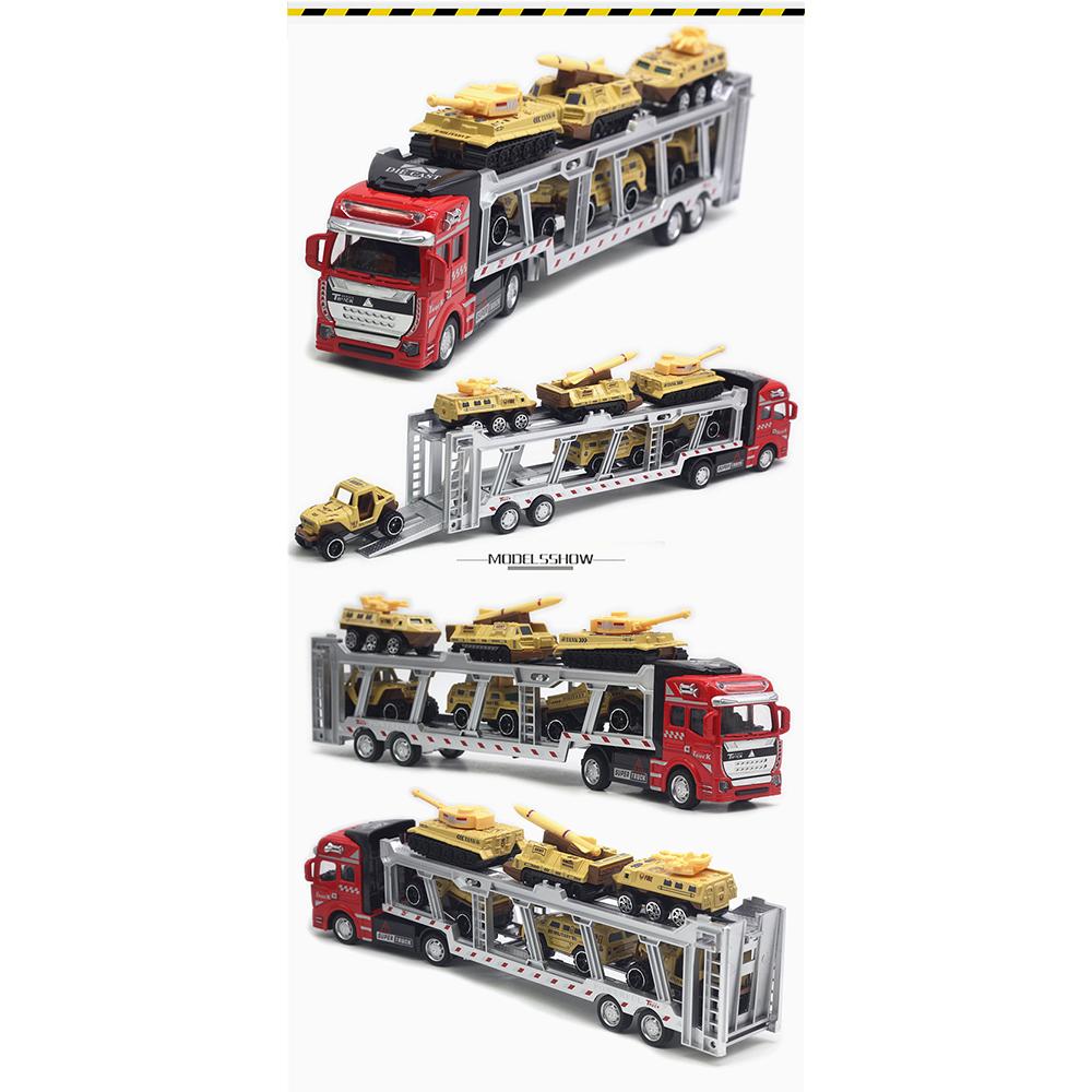 1/48 Carrier Truck with Cars Toys Set Portable Alloy Plastic Transport Vehicle with Car Models for Gifts Ornament