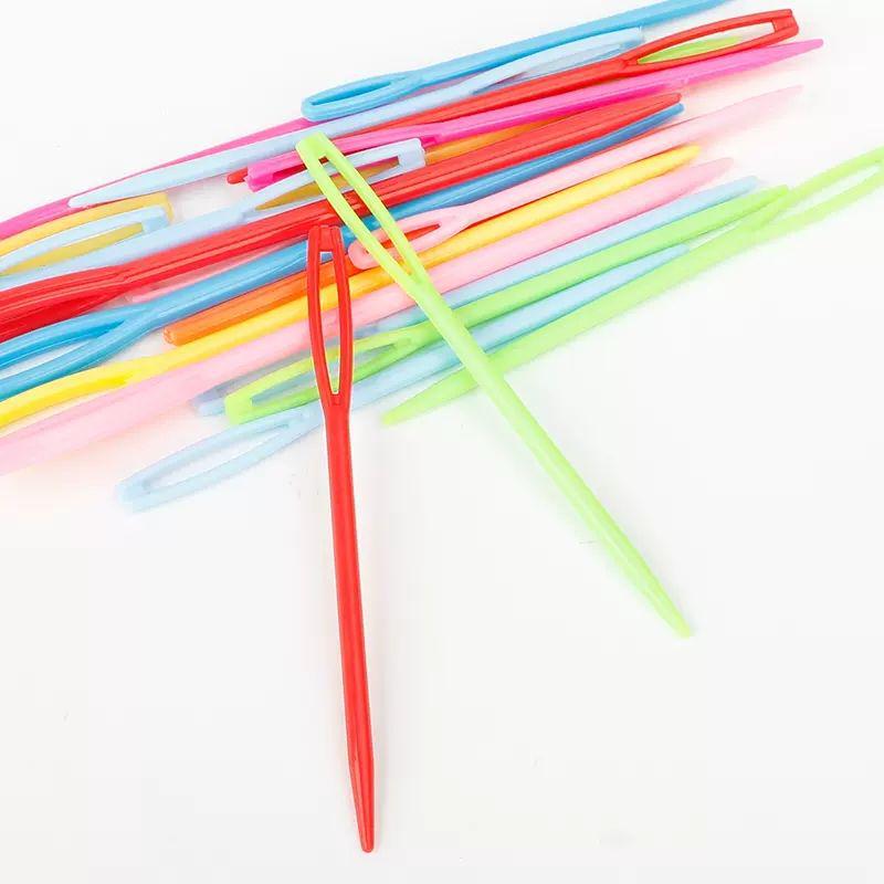 Renkli Örgü Kendin Yap Plastik Büyük Gözlü Dikiş & Yün İğneleri - Güvenli Örgü Aletleri