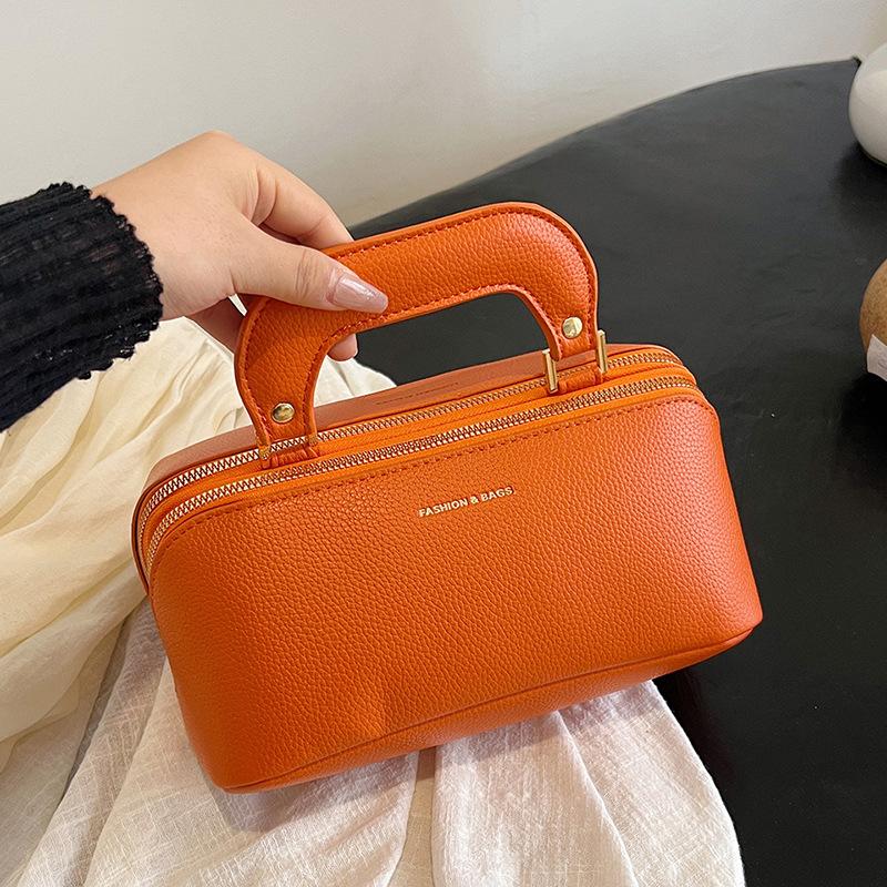 

Разделитель для косметички Портативный Высококлассный с узором личи из ПУ Знаменитый в интернете Однотонный Новый Разделитель Дорожная сумка для хранения косметики 25x13x13cm оранжевый