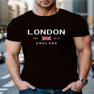 Summer Unisexs 100 Pure Cotton Casual Loose Plus Size London England Pattern Printed Round Neck Short Sleeved Tshirt Top
