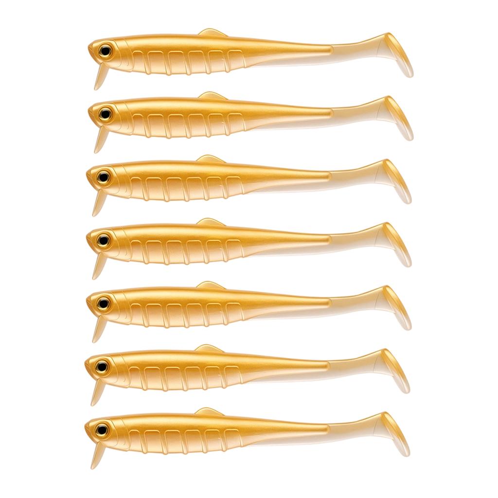 Taiyu 7 Pack T-Tail Soft Plastic Fishing - 3.5in 1/8oz, Two-Tone, Lifelike Soft Worm for Fishing