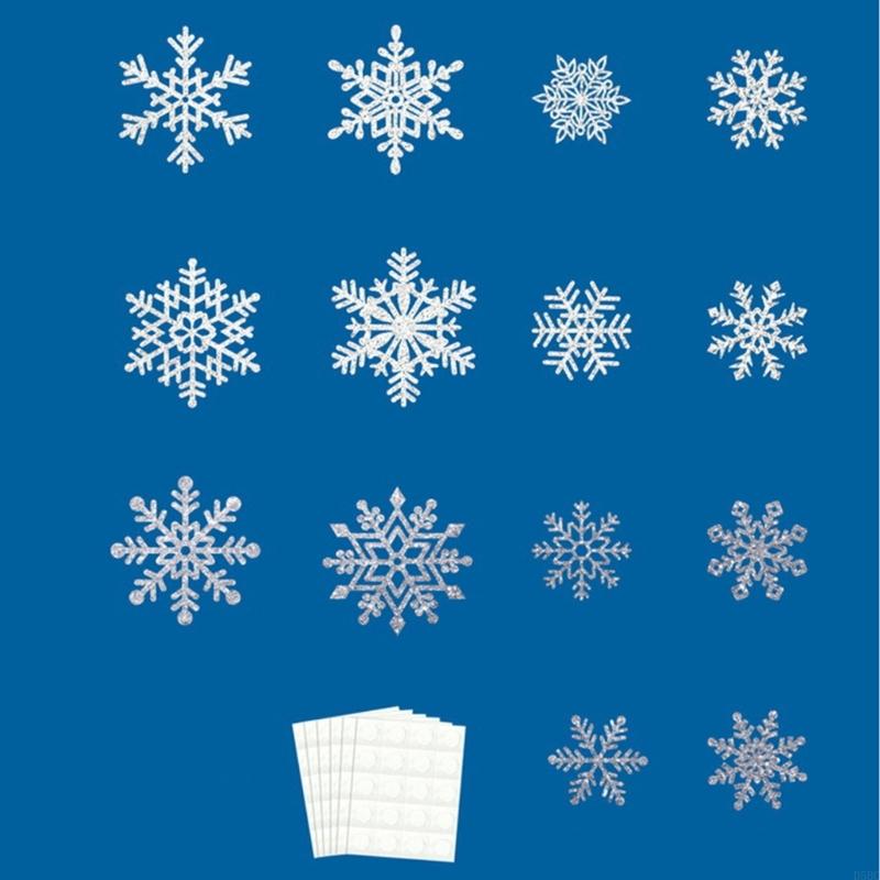 50 Piezas Decoración de Recortes de Copos de Nieve con Tema Invernal para Exhibiciones de Pared de Festivales