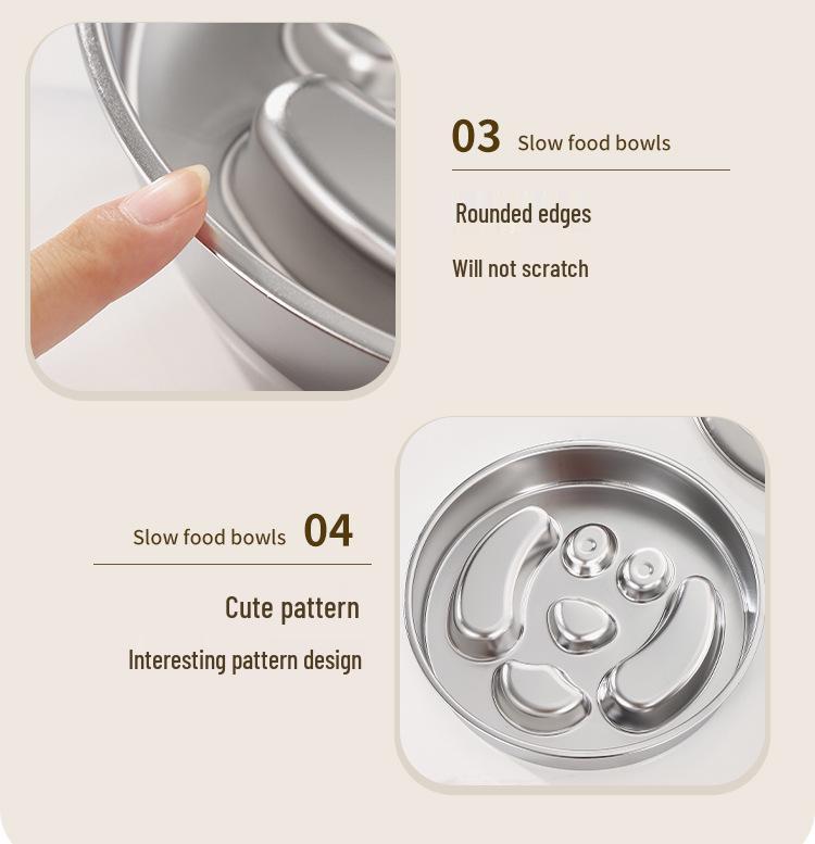 Stainless Steel Non-Slip Slow Feeder Pet Bowl for Cats & Dogs