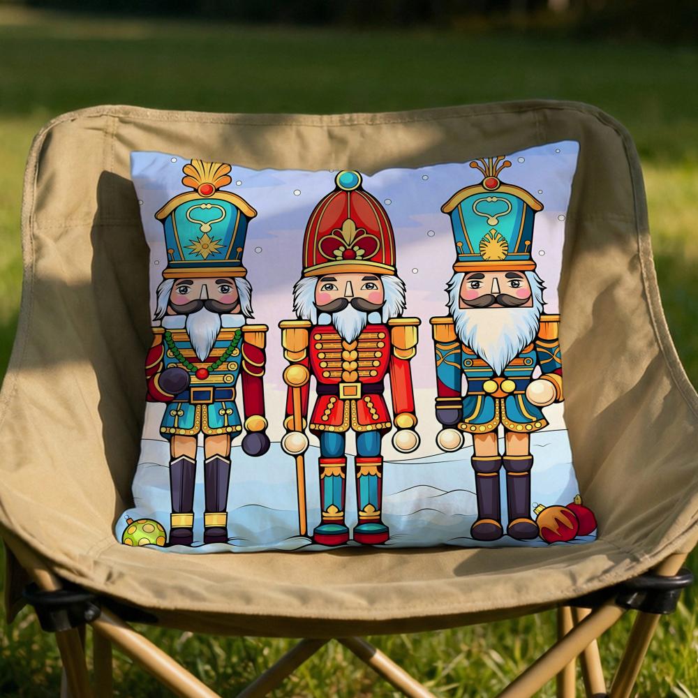 Figure NNutcracker Doll Cushion Cover Soft Reversible  Durable Pillow Cover  MultiScene Use for Home  Car Daily Comfort