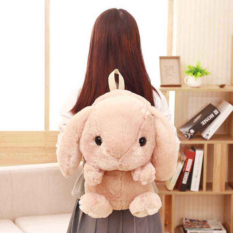 Kawaii 50cm Super Soft Long Hair Rabbit Plush Backpack High Quality Simulation Bunny Schoolbag Doll Christmas Gift For Girls