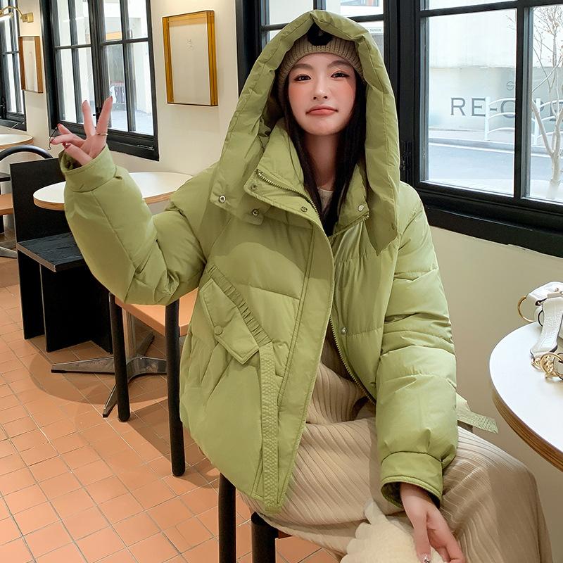 Down and Padded Jacket for Winter 2025 New Loose Short Hooded Solid Color Korean Casual Fashion Thickened Jacket