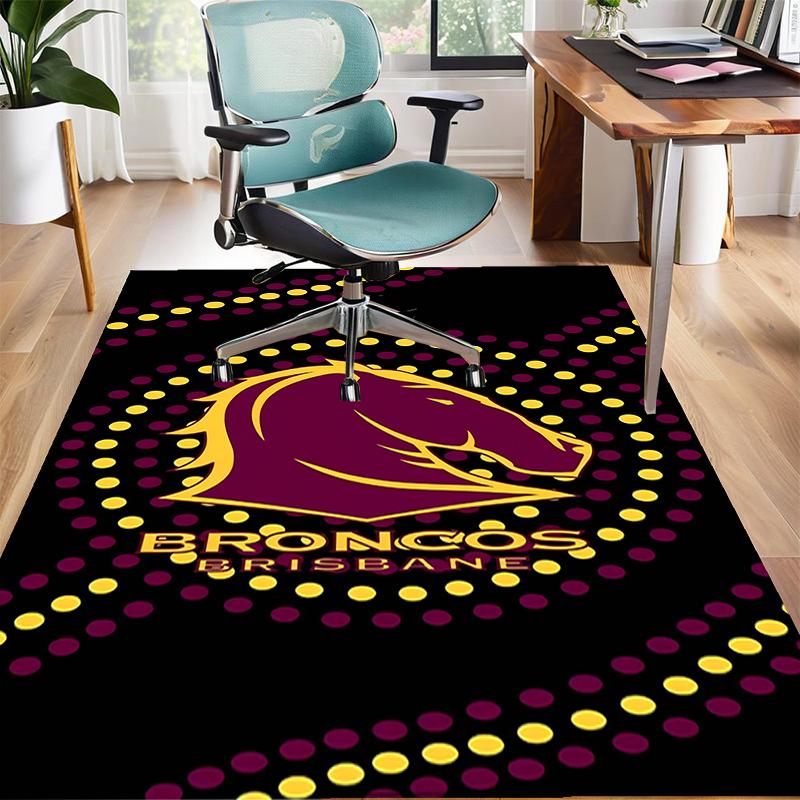 Brisbane Broncos Polyester Carpet, Soft Indoor Mat for Office Chair, Living Room, Computer Desk - Decorative Home Office Rug Design