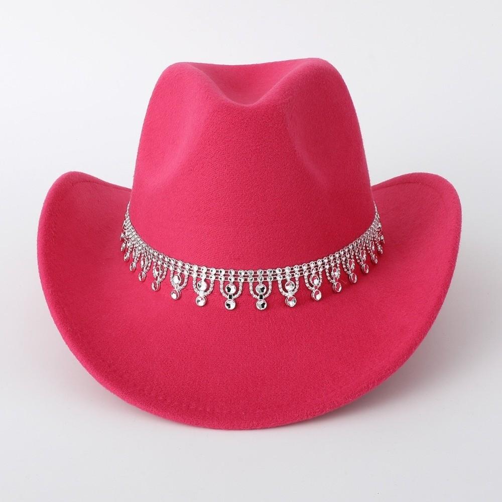 Funkelnder Filz-Fedora-Hut mit Strasssteinen Zylinder Klassischer Western-Cowboyhut Für Outdoor-Reiten