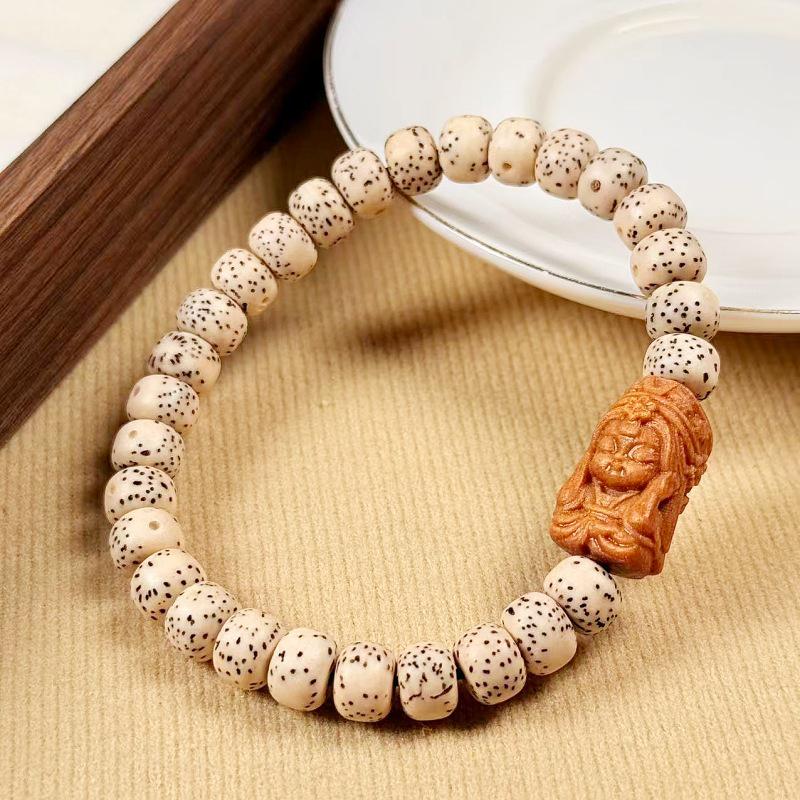 Sandalwood Star & Moon Bead Bracelet: Women's Buddhist Rosary with Dakini Lhamo Accessories