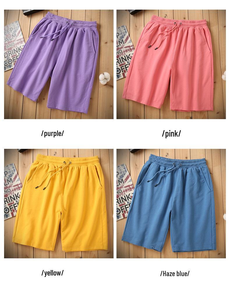 Men's Versatile Korean Style Solid Color Cotton Shorts - 260g Summer Casual Five-Point Pants