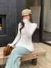 Women's Slim Fit Pleated Long-Sleeve T-Shirt with Ruffled Hem