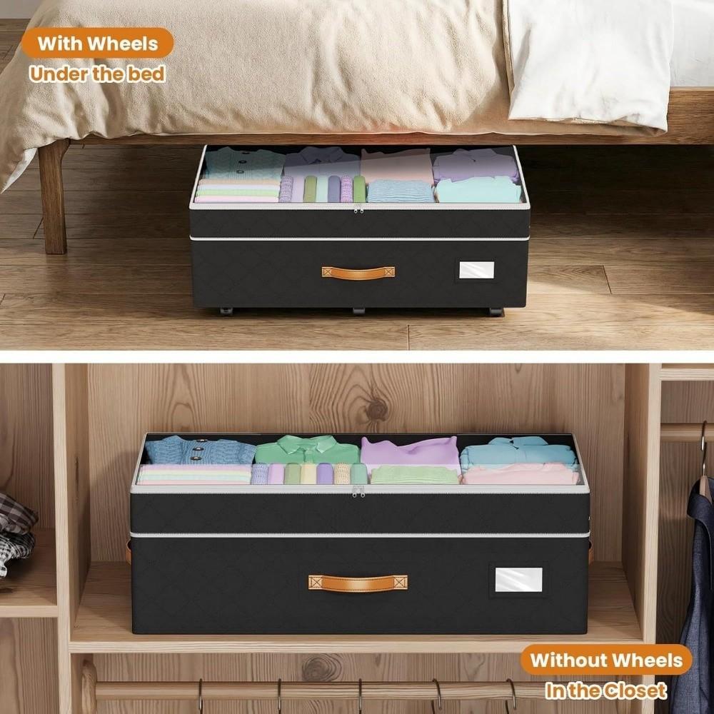 Stackable Rollable Storage Box Adjustable Closet Organizer Underbed Drawer with Wheels  Bedroom
