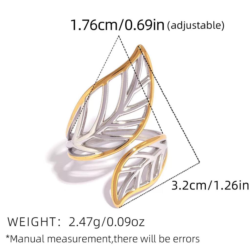 Stainless Steel Daisy Leaf Rings for Women Men Vintage Gold Silver Color Hollowed Out Open Rings Simple Jewelry Accessories