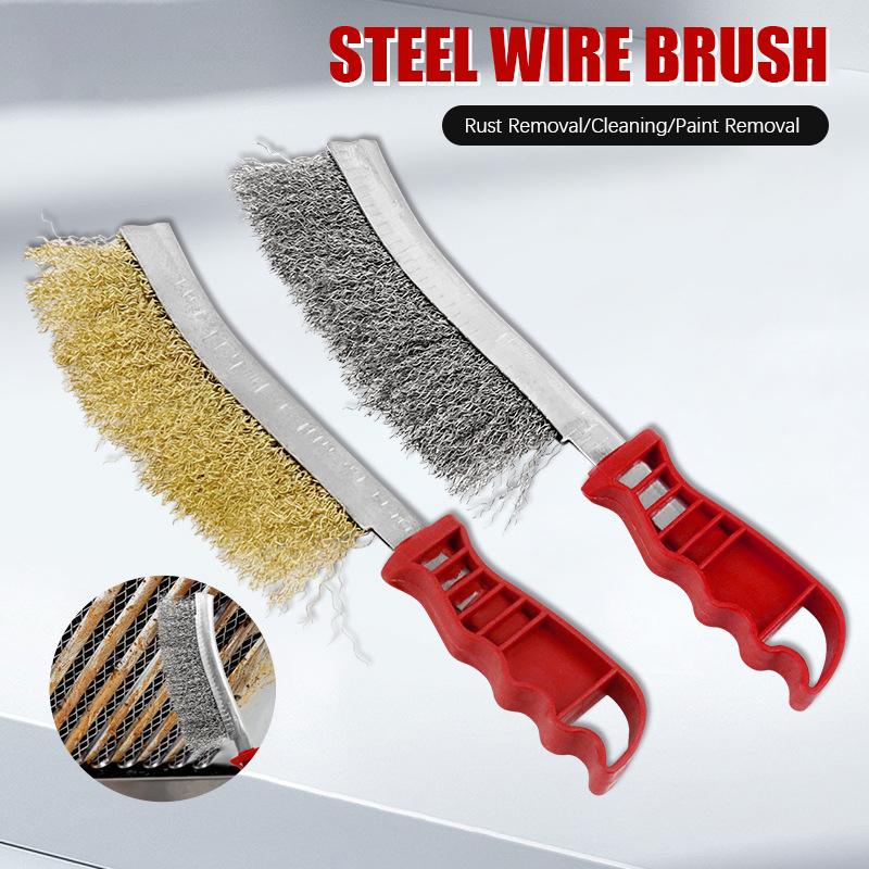 Multifunctional Wire Brush Copper Plated Stainless Steel Brush Cleaning Brush Metal Rust Removal Brush For Cleaning Bbq Grill