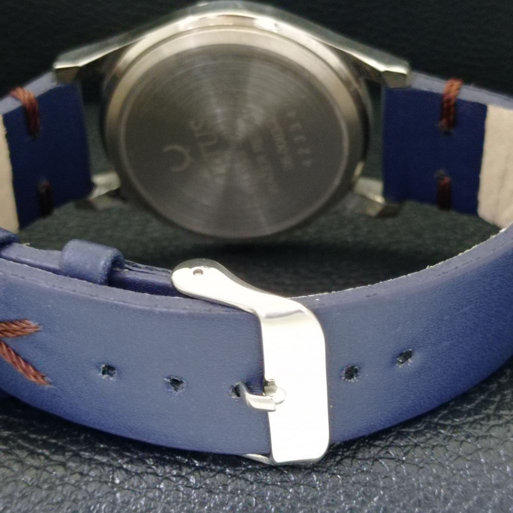 SWISS VINTAGE TITUS HAND-WINDING MENS REFURBISHED SKY BLUE DIAL WATCH A500065-2 R151a-a500065