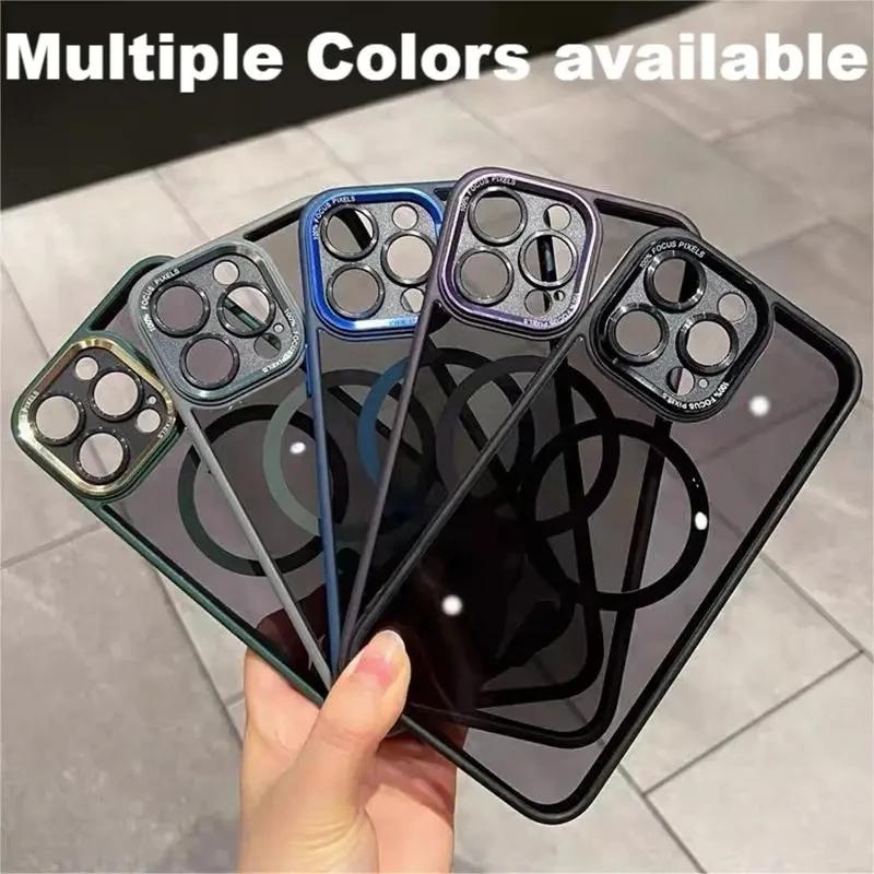 Luxusní transparentní pouzdro na telefon Magsafe pro iPhone 11 12 13 14 15 Pro Max 15 Plus Wireless Charge Hard Back Čirý nárazuvzdorný kryt