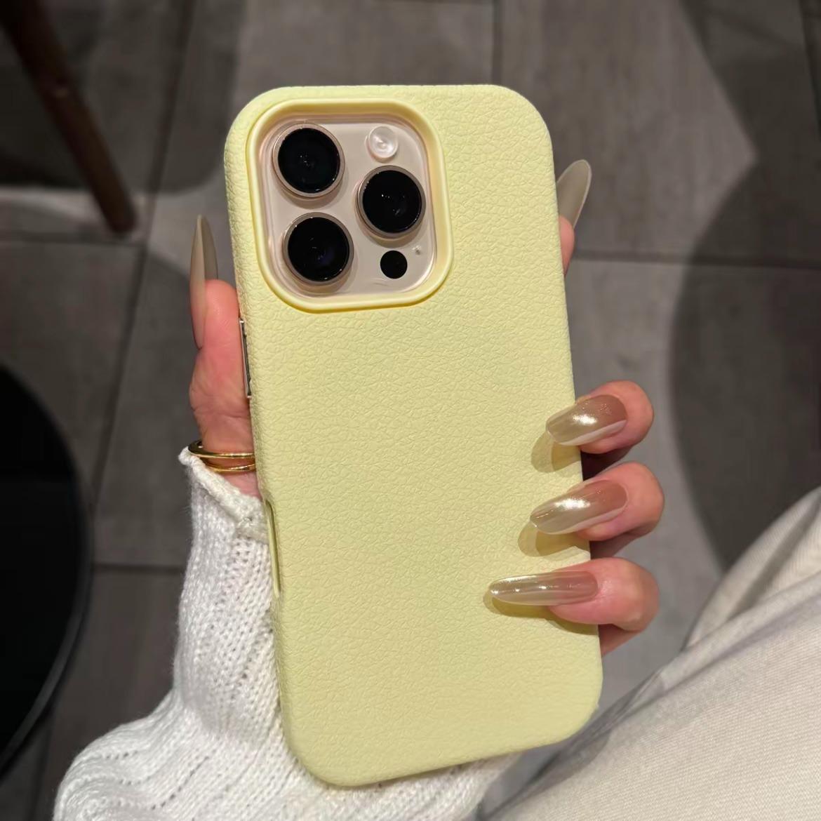 

Роскошный Чехол для Телефона из Матовой Кожи Конфетных Цветов Для iPhone 11 12 13 14 15 16 17 Pro Max Plus Air Ударопрочный Бампер Задние Чехлы Обложка iPhone 12 Pro жёлтый