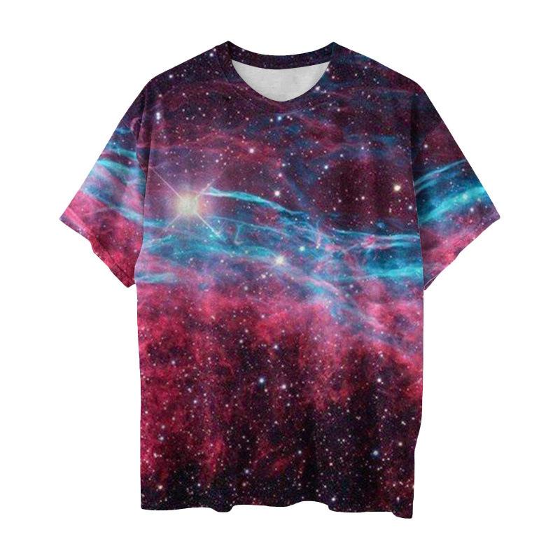 Galaxy Print T-shirt met Korte Mouwen, Stijlvolle Casual Dagelijkse Kleding
