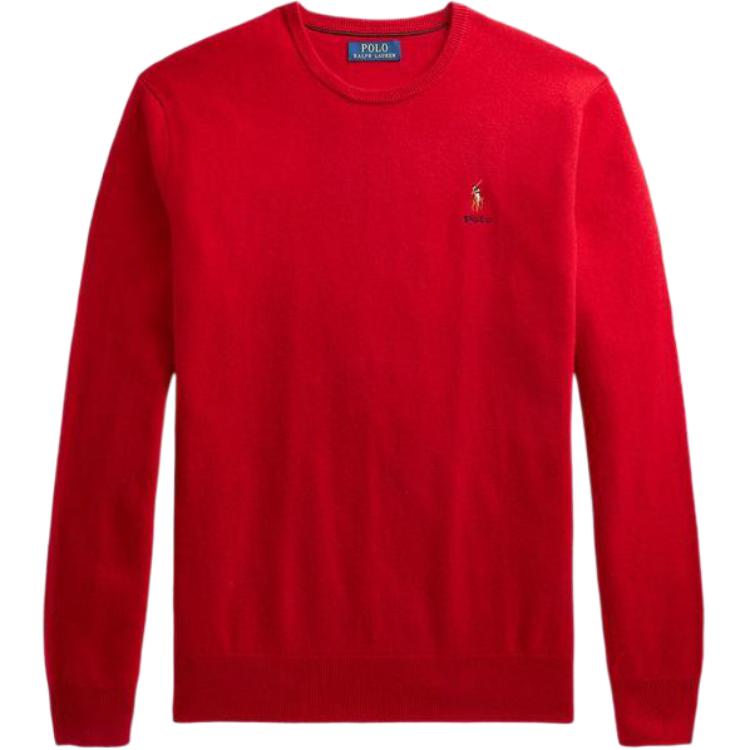 Polo Ralph Lauren Solid Color Wool Crew Neck Knit Sweater Men sweater Red MNPOSWE16820875-600