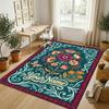 Floral Art Card Theme Soft Crystal Velvet Rug Custom Name & Text Print Non Slip Floor Rug for Bedroom Living Room