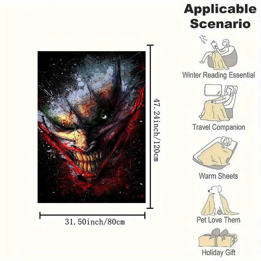 Joker Face Art Print Poster Wall DecorBlanket Flannel Throw Blanket for Sofa, Bed, Travel, Camping, Office, Couch, Chair