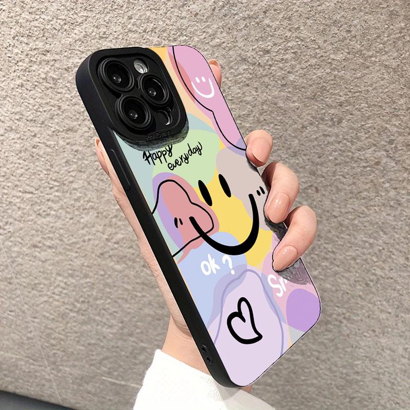 Phone Case For iPhone 17 16 15 14 13 12 11 Pro Max Plus Mini XS X XR 16e Cute Smile Love Heart Design Candy Soft Silicone Cover