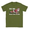 Men T-Shirts Ho Ho Hold The Plank Santa Workout Funny Christmas Vintage Cotton Tees Short Sleeve  T Shirt Round Collar Tops