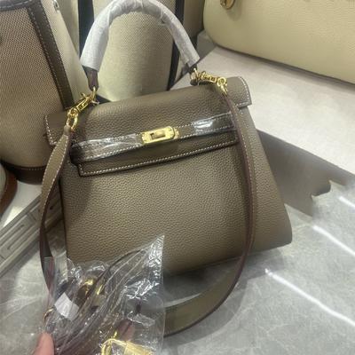 Cross-border Togo Lychee Pattern First Layer Cowhide Kelli Bag Shoulder Bag Messenger Bag Women's Bag Bride Bag Large Capacity Bag