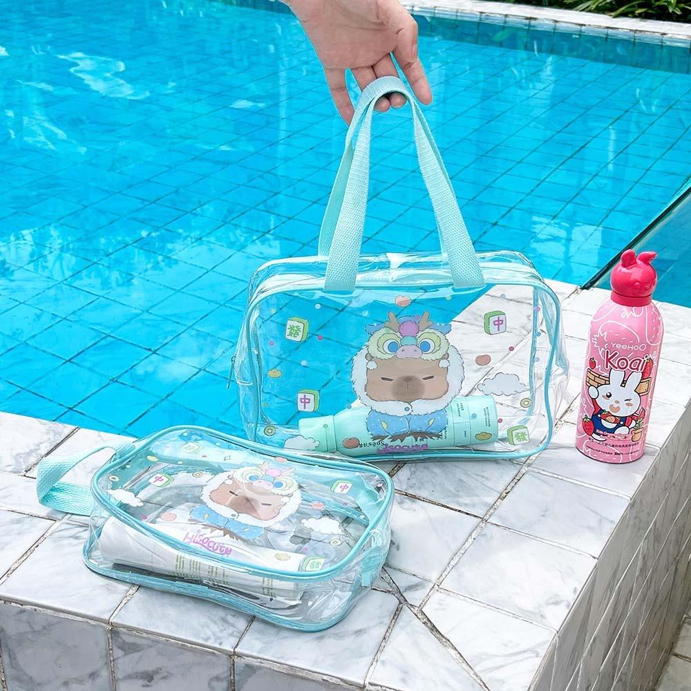 Toiletry Bag Transparent Cosmetic Bag Cartoon Capybara Clear Beach Bag PVC Tote Bag  Travel