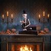 Figure Reading Book Ornament for Halloween House Decor and Photo Prop