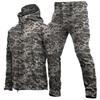 Men's Outdoor Warm-up Set - Camouflage Lined Thick Jacket and Pants, Soft-shell Jacket Set