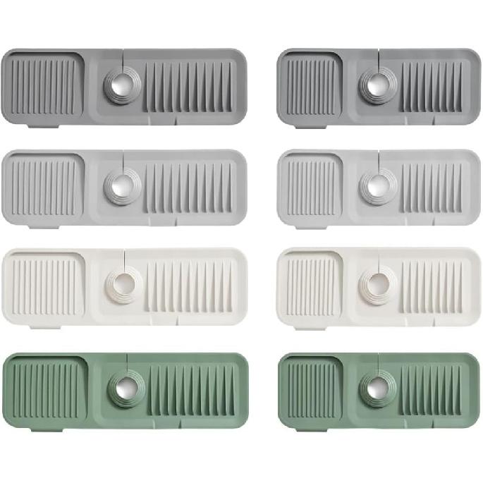 Faucet Guard & Draining Mat, Kitchen Sink Splash Guard, Silicone Draining Mat Faucet Handle Drip Catcher Tray for Kitchen Sink, Dish Soap Dispenser