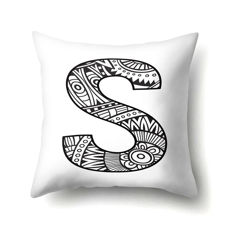 Polyester Pillow Case Pencil Drawing Geometric Decorative Print 26 English Letters Pillow Cushion Cover Simple