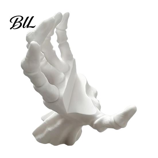 Novelty Shelf Organizers Gothic Skeleton Hand Book Stand, Desktop Card Display Holder, Decorative Artistic Sculpture Bookend Ornament for Halloween