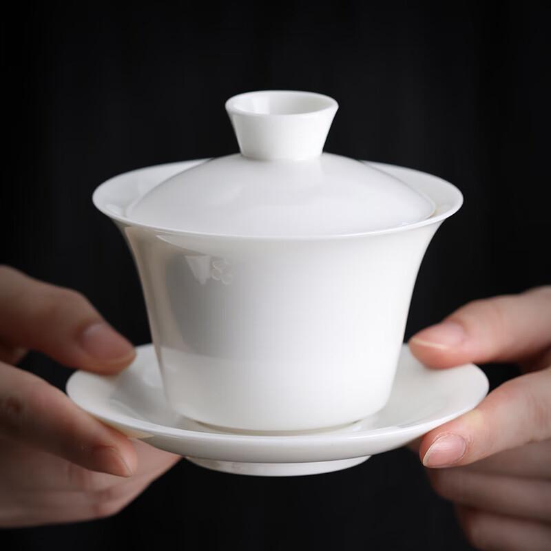 Buzhuo Mutton Fat Jade White Porcelain Gaiwan Tea Set