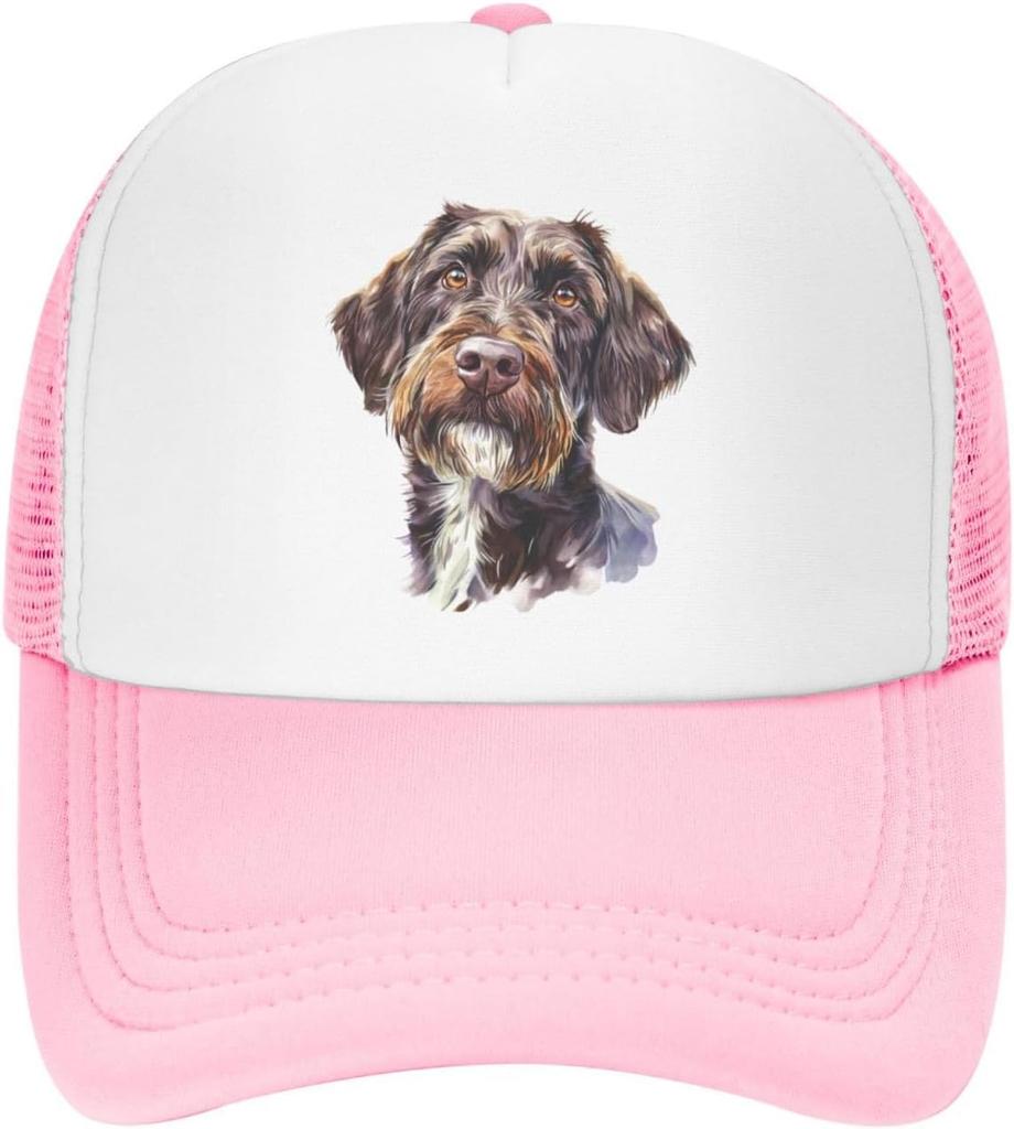 Drahthaariger Vorstehhund Griffon Hunde-Aquarell-Druck Mesh Trucker-Kappe Verstellbare Baseballkappe Lässige Snapback für Männer Frauen