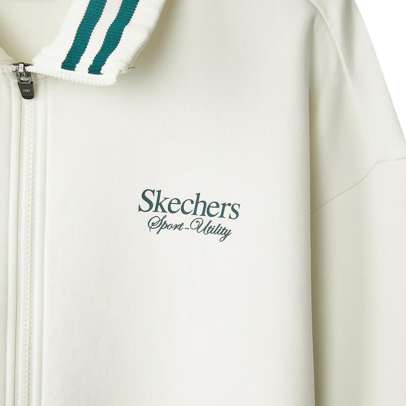 Skechers Sports League Series Stand Collar Zipper Comfortable Jacket Men Jackets Cotton-Candy-White L324M026-0074
