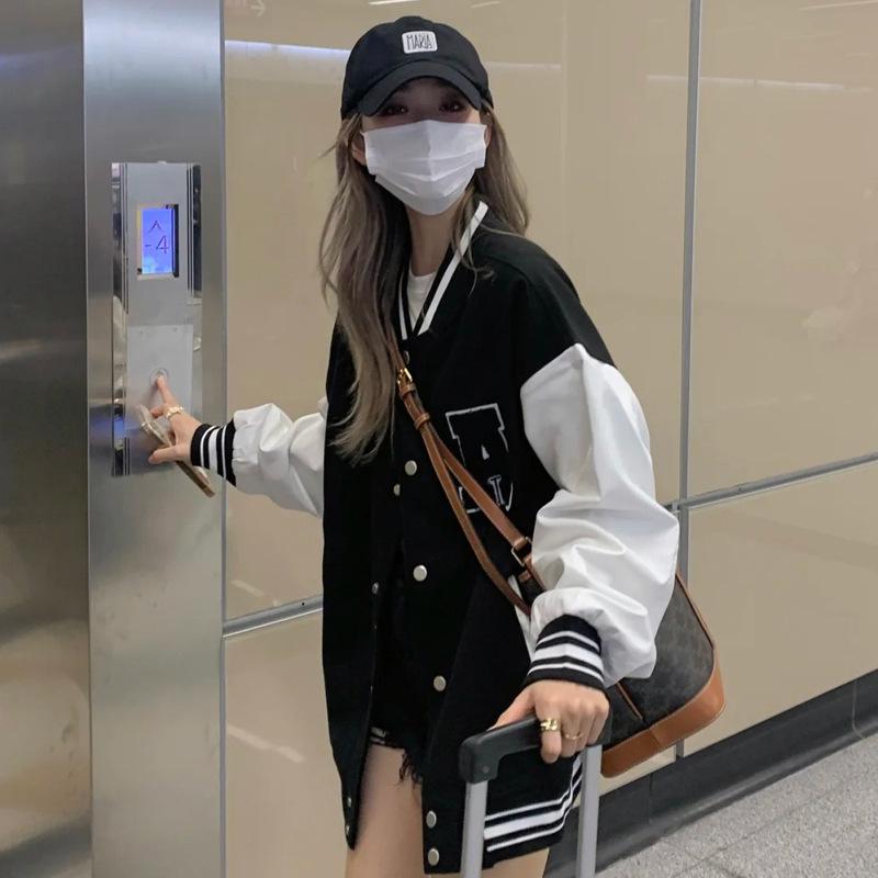 Damen Retro Kontrast Samt Baseballjacke - Herbst/Winter Trendy Casual Style