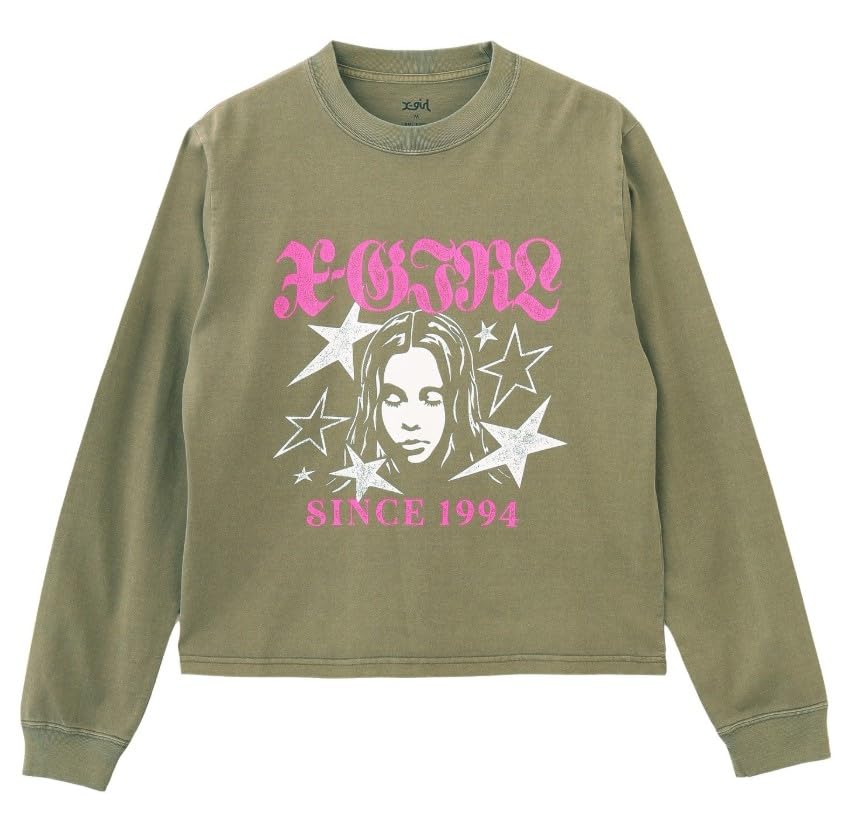 

ВЫЦВЕТШАЯ ФУТБОЛКА С ЛОГОТИПОМ ЗВЕЗДЫ И ЛИЦА 105251011007 ОЛИВКОВАЯ S X-girl Д/Р оливковый