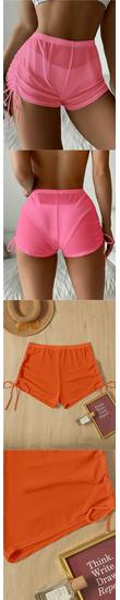 High-Waisted Solid Color Mesh Bikini Swim Bottoms - 2023 European and American Style