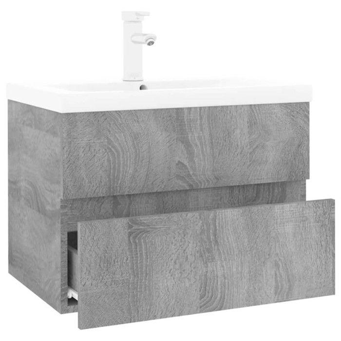 VidaXL Vanity Unit with Integrated Basin Under-Sink Cabinet Bathroom Storage Unit Home Sonoma Grey Wood 3152868